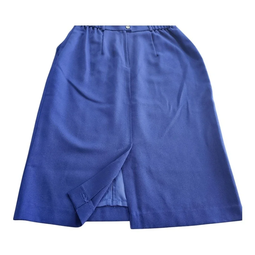 NWT Koret Blue Wool Blend Skirt Woman's Size 12 Vintage Pockets‎ Made USA  Lined